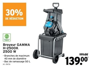 Promotions Broyeur gamma h-2500k 2500 w - Produit maison - Gamma - Valide de 14/02/2024 à 27/02/2024 chez Gamma