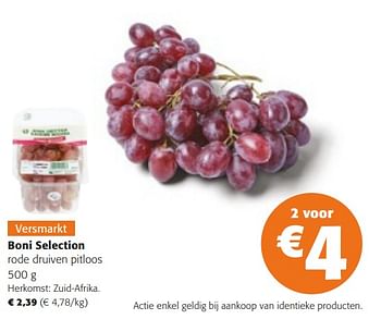 Promoties Boni selection rode druiven pitloos - Boni - Geldig van 14/02/2024 tot 27/02/2024 bij Colruyt