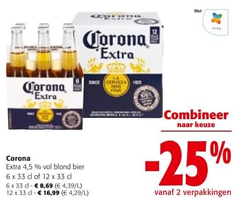 Promoties Corona extra blond bier - Corona - Geldig van 14/02/2024 tot 27/02/2024 bij Colruyt