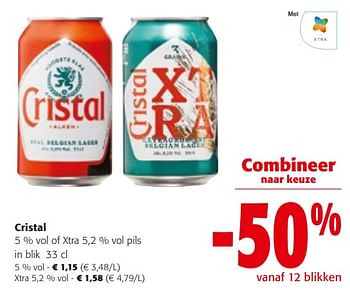 Promoties Cristal 5 % vol of xtra pils - Cristal - Geldig van 14/02/2024 tot 27/02/2024 bij Colruyt