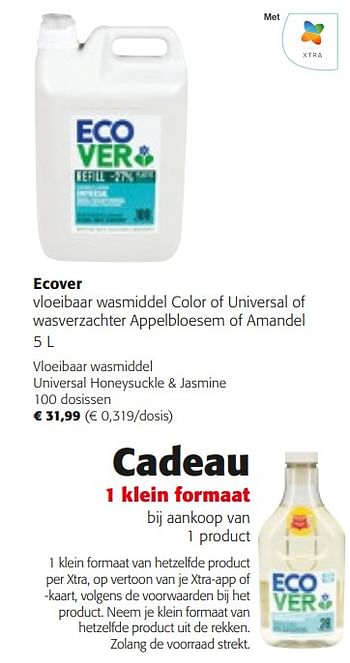 Promoties Ecover vloeibaar wasmiddel universal honeysuckle + jasmine - Ecover - Geldig van 14/02/2024 tot 27/02/2024 bij Colruyt