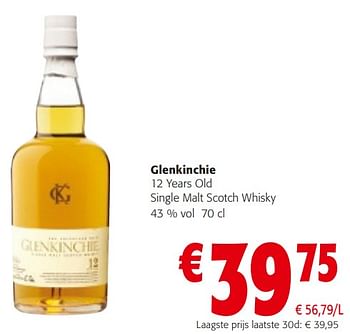 Promoties Glenkinchie 12 years old single malt scotch whisky - Glenkinchie - Geldig van 14/02/2024 tot 27/02/2024 bij Colruyt