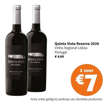 Promoties Quinta vista reserva 2020 vinho regional lisboa portugal - Rode wijnen - Geldig van 14/02/2024 tot 27/02/2024 bij Colruyt