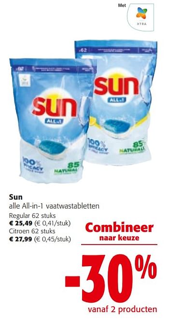 Promoties Sun alle all-in-1 vaatwastabletten - Sun - Geldig van 14/02/2024 tot 27/02/2024 bij Colruyt