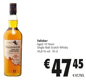 Promoties Talisker aged 10 years single malt scotch whisky - Talisker - Geldig van 14/02/2024 tot 27/02/2024 bij Colruyt