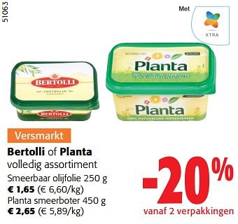 Promotions Bertolli of planta volledig assortiment - Produit maison - Colruyt - Valide de 14/02/2024 à 27/02/2024 chez Colruyt