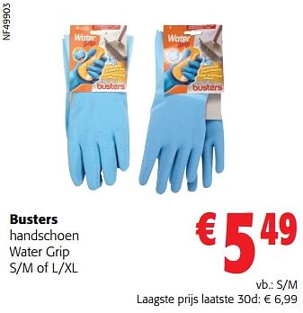 Promoties Busters handschoen water grip s-m - Busters - Geldig van 14/02/2024 tot 27/02/2024 bij Colruyt