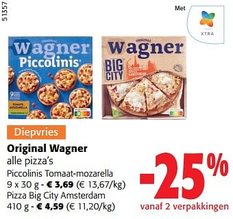 Promoties Original wagner alle pizza’s - Original Wagner - Geldig van 14/02/2024 tot 27/02/2024 bij Colruyt