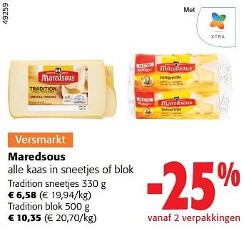 Promoties Maredsous alle kaas in sneetjes of blok - Maredsous - Geldig van 14/02/2024 tot 27/02/2024 bij Colruyt