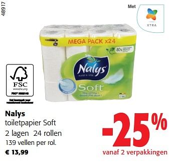 Promoties Nalys toiletpapier soft - Nalys - Geldig van 14/02/2024 tot 27/02/2024 bij Colruyt