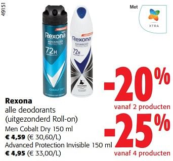Promoties Rexona alle deodorants - Rexona - Geldig van 14/02/2024 tot 27/02/2024 bij Colruyt