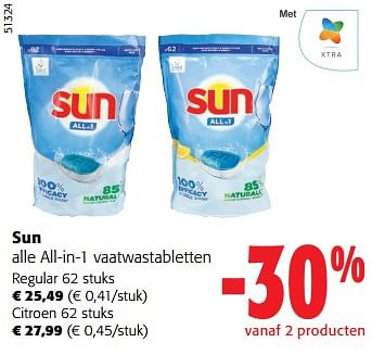 Promoties Sun alle all-in-1 vaatwastabletten - Sun - Geldig van 14/02/2024 tot 27/02/2024 bij Colruyt