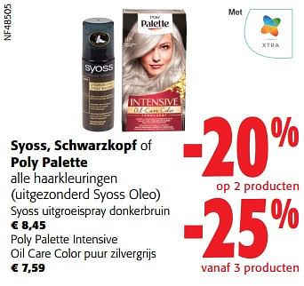 Promoties Syoss, schwarzkopf of poly palette alle haarkleuringen - Huismerk - Colruyt - Geldig van 14/02/2024 tot 27/02/2024 bij Colruyt