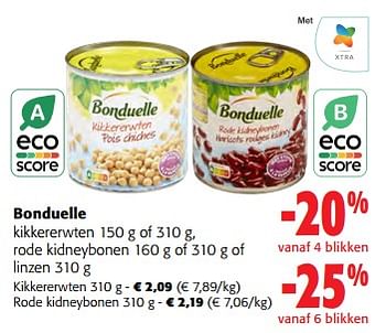 Promotions Bonduelle kikkererwten rode kidneybonen of linzen - Bonduelle - Valide de 14/02/2024 à 27/02/2024 chez Colruyt