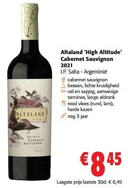 Promoties Altaland high altitude cabernet sauvignon 2021 i.p. salta - argentinië - Rode wijnen - Geldig van 14/02/2024 tot 27/02/2024 bij Colruyt