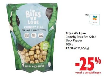 Promoties Bites we love crunchy peas sea salt + black pepper - Huismerk - Colruyt - Geldig van 14/02/2024 tot 27/02/2024 bij Colruyt