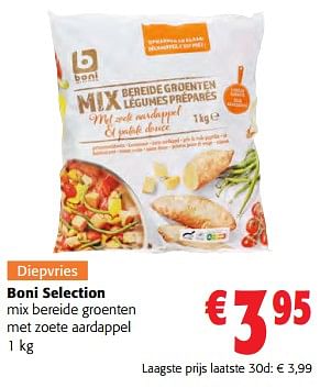 Promoties Boni selection mix bereide groenten met zoete aardappel - Boni - Geldig van 14/02/2024 tot 27/02/2024 bij Colruyt