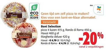 Promoties Boni selection pizza Hawaï of Margherita deluxe - Boni - Geldig van 14/02/2024 tot 27/02/2024 bij Colruyt