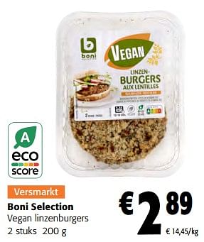 Promoties Boni selection vegan linzenburgers - Boni - Geldig van 14/02/2024 tot 27/02/2024 bij Colruyt