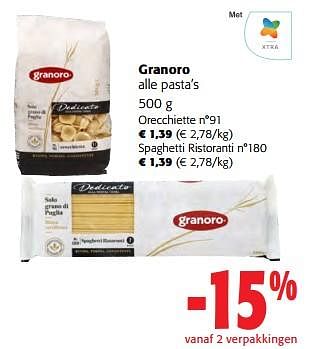 Promoties Granoro alle pasta’s - Granoro - Geldig van 14/02/2024 tot 27/02/2024 bij Colruyt