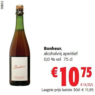 Promoties Bonheur alcoholvrij aperitief - Bonheur - Geldig van 14/02/2024 tot 27/02/2024 bij Colruyt