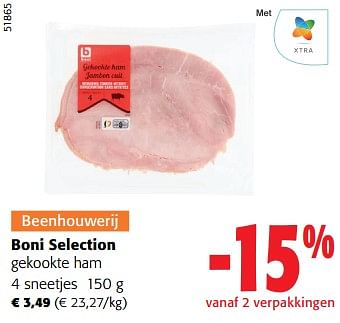 Promoties Boni selection gekookte ham - Boni - Geldig van 14/02/2024 tot 27/02/2024 bij Colruyt