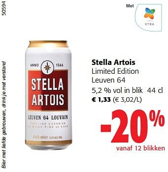 Promoties Stella artois limited edition leuven 64 - Stella Artois - Geldig van 14/02/2024 tot 27/02/2024 bij Colruyt