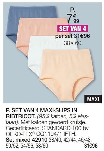 Promoties Set van 4 maxi-slips in ribtricot - Huismerk - Damart - Geldig van 01/02/2024 tot 30/06/2024 bij Damart