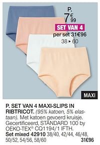 Set van 4 maxi-slips in ribtricot-Huismerk - Damart