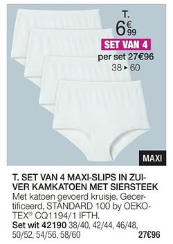 Set van 4 maxi-slips in zuiver kamkatoen met siersteek