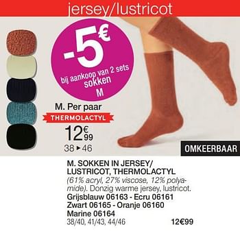 Promoties Sokken in jersey- lustricot, thermolactyl - Huismerk - Damart - Geldig van 01/02/2024 tot 30/06/2024 bij Damart