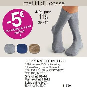 Promoties Sokken met fil d’ecosse - Huismerk - Damart - Geldig van 01/02/2024 tot 30/06/2024 bij Damart
