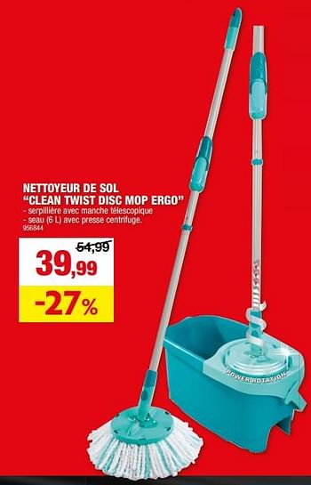 Promotions Nettoyeur de sol clean twist disc mop ergo - Leifheit - Valide de 14/02/2024 à 25/02/2024 chez Hubo
