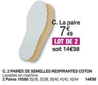 Promotions 2 paires de semelles respirantes coton - Produit Maison - Damart - Valide de 01/02/2024 à 30/06/2024 chez Damart