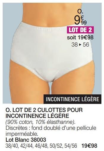 Promoties Lot de 2 culottes pour incontinence légère - Huismerk - Damart - Geldig van 01/02/2024 tot 30/06/2024 bij Damart