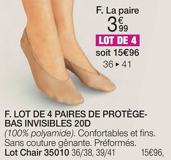 Promotions Lot de 4 paires de protègebas invisibles 20d - Produit Maison - Damart - Valide de 01/02/2024 à 30/06/2024 chez Damart
