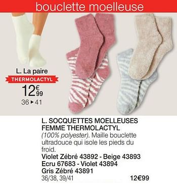 Promotions Socquettes moelleuses femme thermolactyl - Produit Maison - Damart - Valide de 01/02/2024 à 30/06/2024 chez Damart