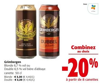 Promotions Grimbergen blonde ou double bière d`abbaye - Grimbergen - Valide de 14/02/2024 à 27/02/2024 chez Colruyt