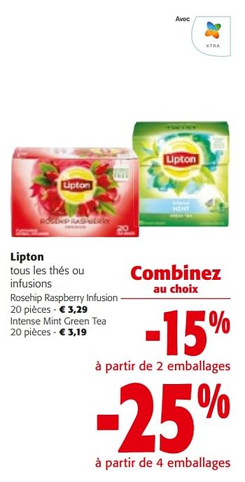 Promotions Lipton tous les thés ou infusions - Lipton - Valide de 14/02/2024 à 27/02/2024 chez Colruyt