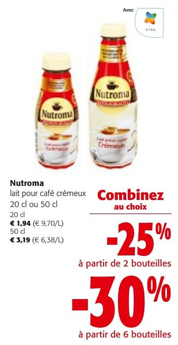 Promotions Nutroma lait pour café crémeux - Nutroma - Valide de 14/02/2024 à 27/02/2024 chez Colruyt