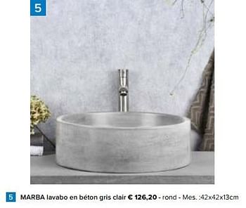 Promotions Marba lavabo en béton gris clair - Produit Maison - Euroshop - Valide de 23/02/2024 à 30/06/2024 chez Euro Shop