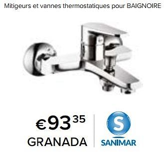 Promoties Mitigeurs et vannes thermostatiques pour baignoire granada - Sanimar - Geldig van 23/02/2024 tot 30/06/2024 bij Euro Shop