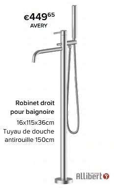 Promoties Robinet droit pour baignoire - Allibert - Geldig van 23/02/2024 tot 30/06/2024 bij Euro Shop