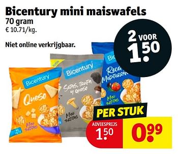 Promoties Bicentury mini maiswafels - Bicentury - Geldig van 20/02/2024 tot 25/02/2024 bij Kruidvat