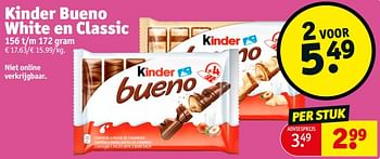 Promoties Kinder bueno white en classic - Kinder - Geldig van 20/02/2024 tot 25/02/2024 bij Kruidvat