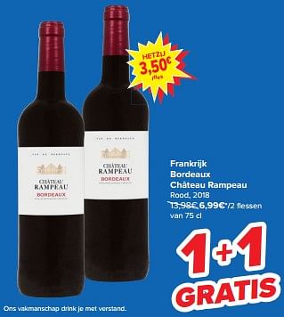 Promoties Frankrijk Bordeaux Château Rampeau Rood - Rode wijnen - Geldig van 21/02/2024 tot 03/04/2024 bij Carrefour
