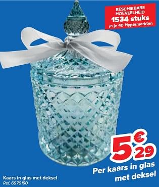Promoties Kaars in glas met deksel - Huismerk - Carrefour  - Geldig van 21/02/2024 tot 03/04/2024 bij Carrefour