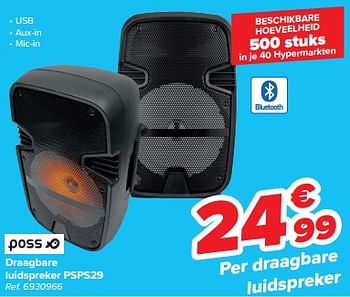 Promoties Poss draagbare luidspreker psps29 - Poss - Geldig van 21/02/2024 tot 03/04/2024 bij Carrefour
