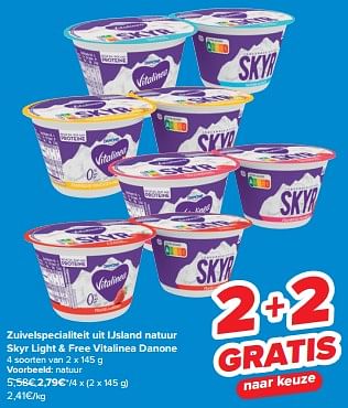 Promotions Zuivelspecialiteit uit ijsland natuur skyr light + free vitalinea danone - Danone - Valide de 21/02/2024 à 03/04/2024 chez Carrefour