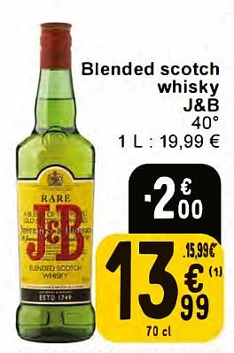 Promotions Blended scotch whisky j+b - J & B - Valide de 20/02/2024 à 26/02/2024 chez Cora